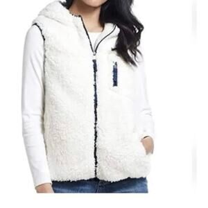 Vtg Original Weatherproof Sherpa Vest Women’s Sz Medium White Cozy Core Hooded